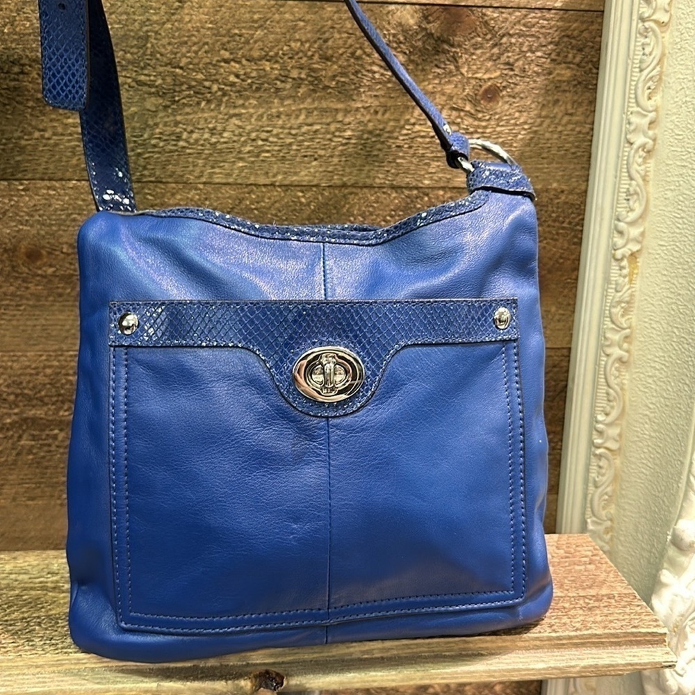 Coach Blue Leather Crossbody with Turn-Lock Front Pocket
